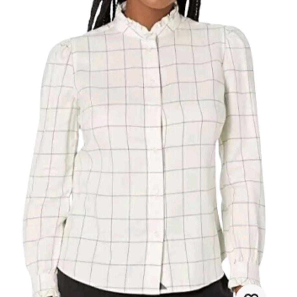 UNTUCKit For Her Ivory Winona Window Pane Button Down Shirt Women